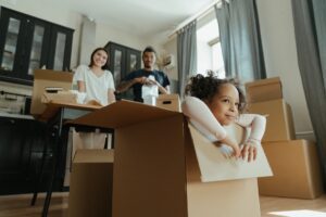 A family preparing for a relocation.