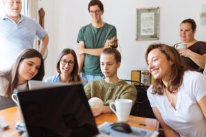 group of people in training