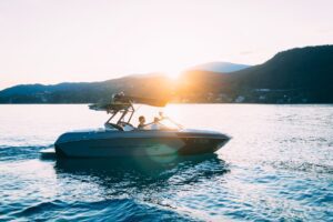 People having fun while safely boating to prevent accidents 