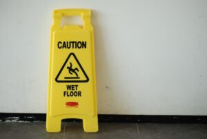 A caution, wet floor sign