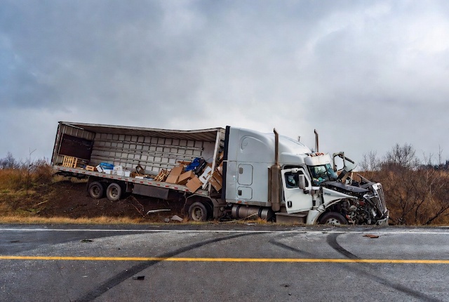 Wrecked semi truck