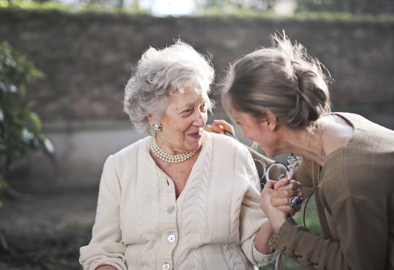 An elderly lady with woman