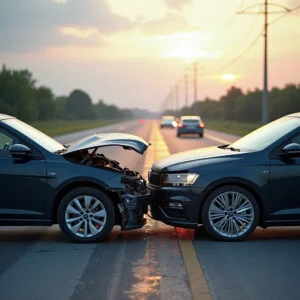 Two cars in accident